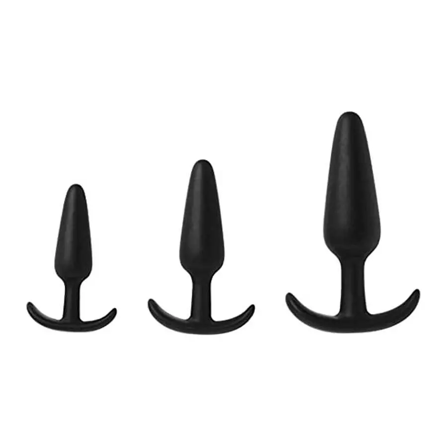 Doc Johnson Mood - Naughty 1 Trainer Set - Small, Medium, Large - Silicone Butt Plugs with Tapered Base for Comfort Between The Doc Johnson Mood - Naughty 1 Trainer Set - Small, Medium, Large - Silicone Butt Plugs with Tapered Base for Comfort Between The