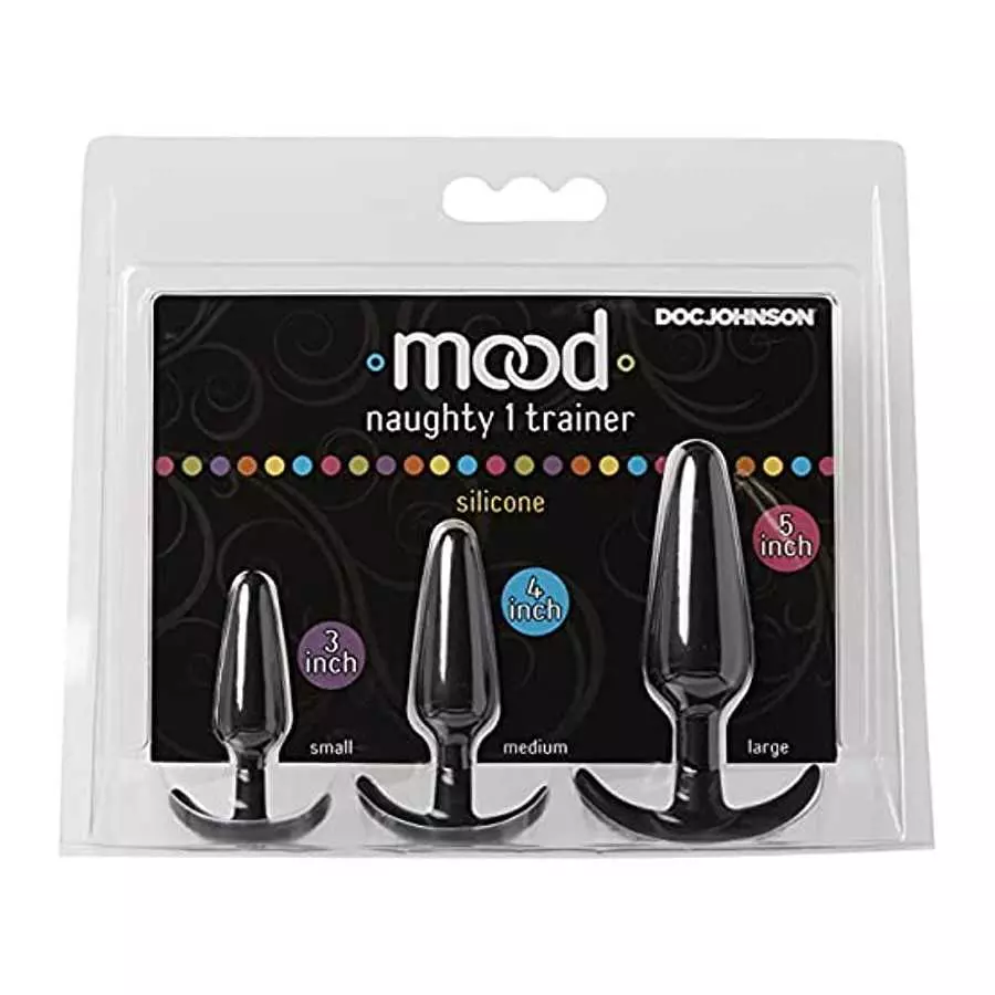 Doc Johnson Mood - Naughty 1 Trainer Set - Small, Medium, Large - Silicone Butt Plugs with Tapered Base for Comfort Between The 