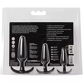 Doc Johnson Mood - Naughty 1 Trainer Set - Small, Medium, Large - Silicone Butt Plugs with Tapered Base for Comfort Between The 