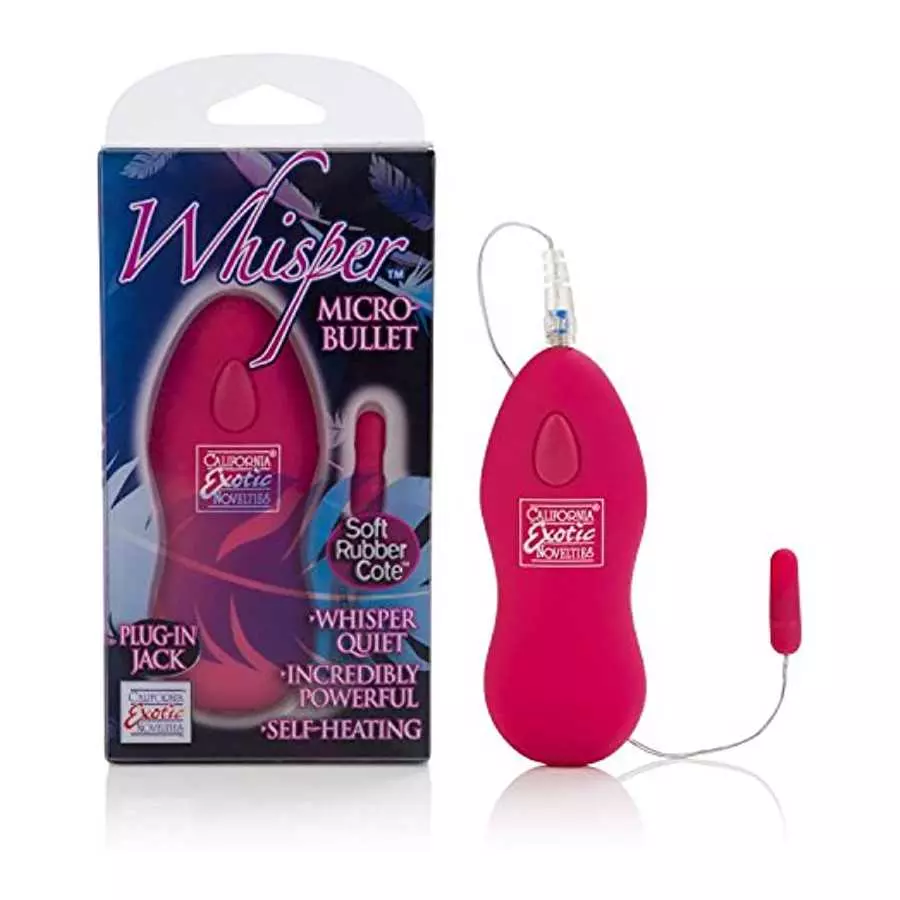 CalExotics Whisper Micro Bullet – Self Heating Wired Pocket Bullet Vibrator - Remote Control Sex Toys for Couples - Adult Egg Ma