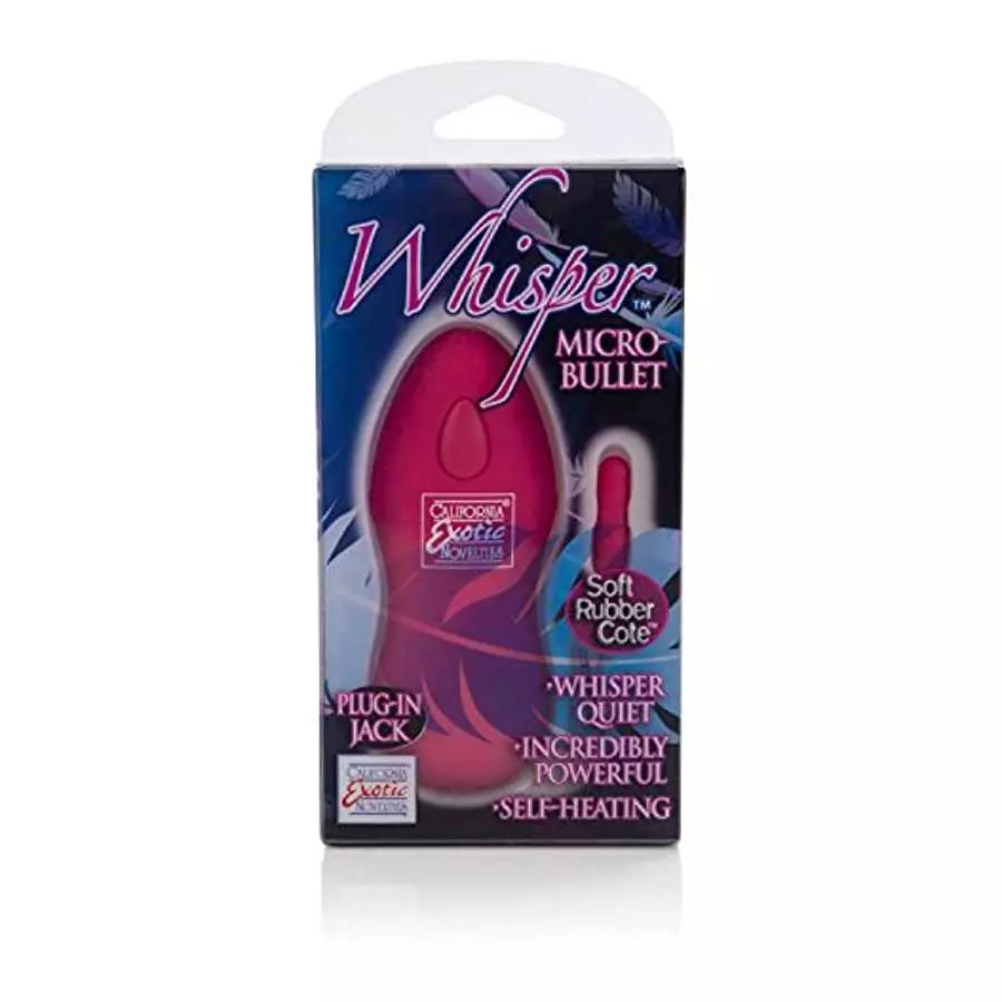 CalExotics Whisper Micro Bullet – Self Heating Wired Pocket Bullet Vibrator - Remote Control Sex Toys for Couples - Adult Egg Ma