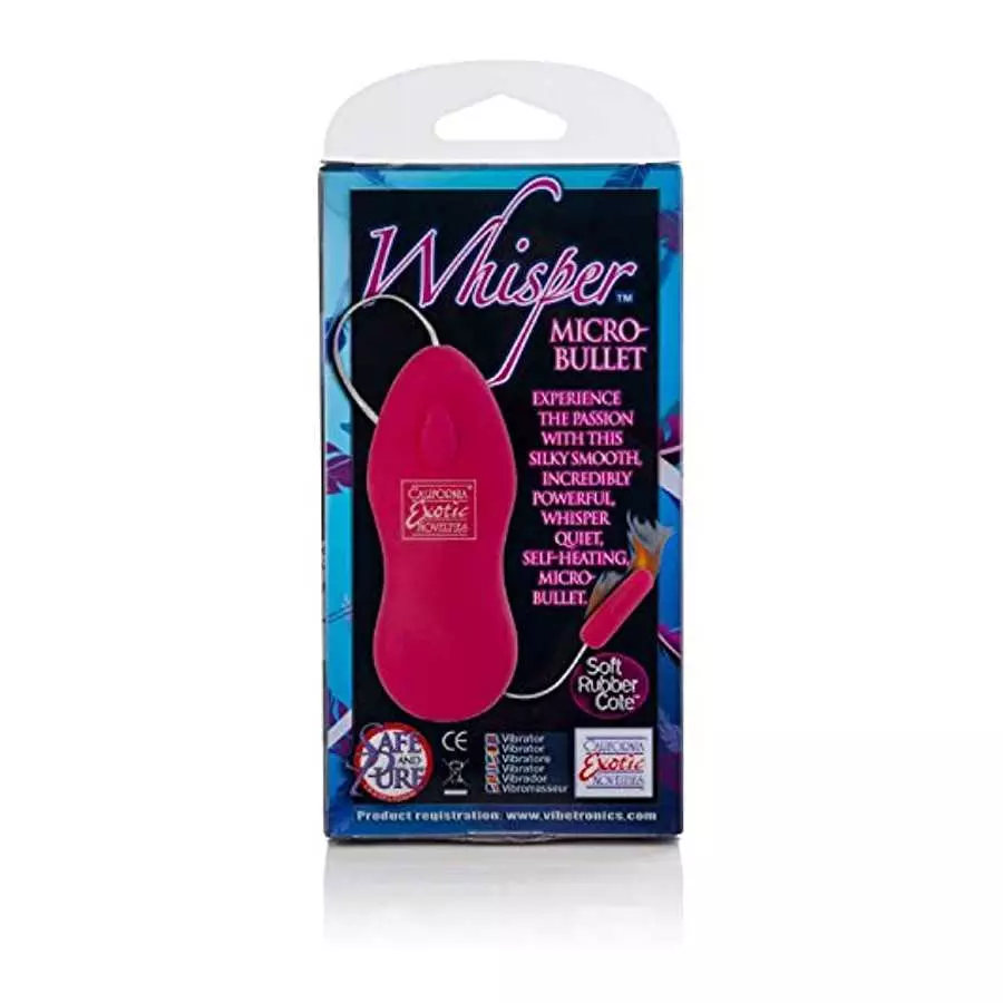 CalExotics Whisper Micro Bullet – Self Heating Wired Pocket Bullet Vibrator - Remote Control Sex Toys for Couples - Adult Egg Ma