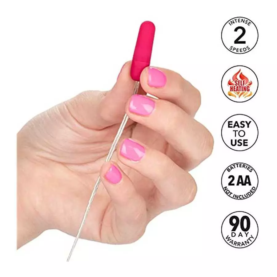 CalExotics Whisper Micro Bullet – Self Heating Wired Pocket Bullet Vibrator - Remote Control Sex Toys for Couples - Adult Egg Ma