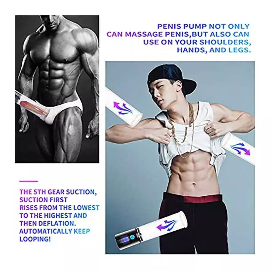 WD2819 Electric Penis Vacuum Pump with 5 Suction Intensities Modes, 6 Modes Smart Timer Setting Rechargeable Automatic High-Vacu