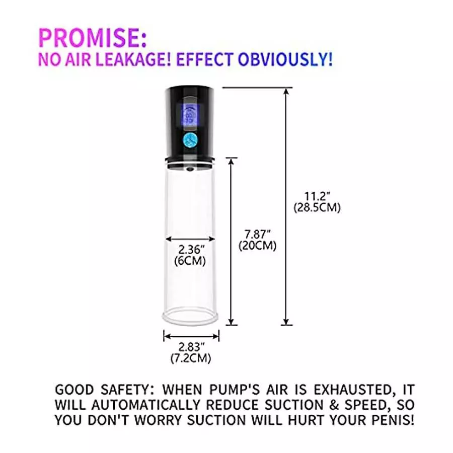 WD2819 Electric Penis Vacuum Pump with 5 Suction Intensities Modes, 6 Modes Smart Timer Setting Rechargeable Automatic High-Vacu