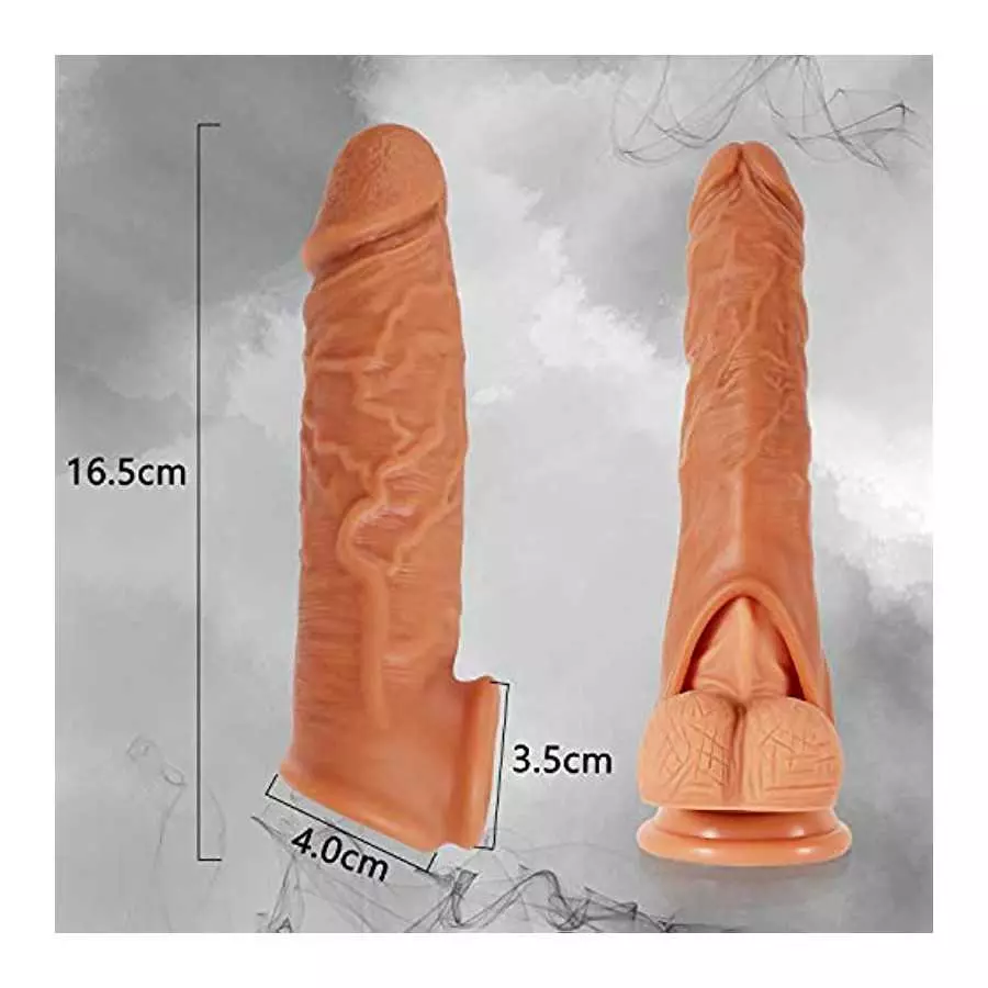 Realistic Dildo Penis Sleeve for Penis Erection Enhancement, Silicone Penis Sleeves Cock Enlarger Condom for Sexual delay Ejacul
