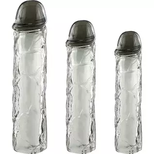 Super Stretchy Reusable Penis Sleeve Extender Set, Soft Realistic Cock Enlargers Extension Sex Toys for Men, Black