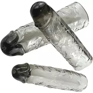 Super Stretchy Reusable Penis Sleeve Extender Set, Soft Realistic Cock Enlargers Extension Sex Toys for Men, Black Super Stretchy Reusable Penis Sleeve Extender Set, Soft Realistic Cock Enlargers Extension Sex Toys for Men, Black