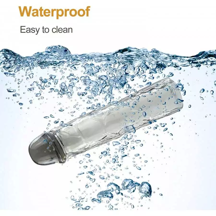 Super Stretchy Reusable Penis Sleeve Extender Set, Soft Realistic Cock Enlargers Extension Sex Toys for Men, Black