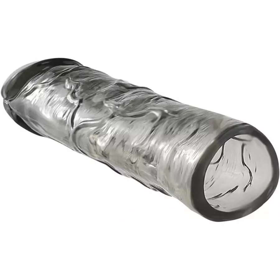 Super Stretchy Reusable Penis Sleeve Extender Set, Soft Realistic Cock Enlargers Extension Sex Toys for Men, Black