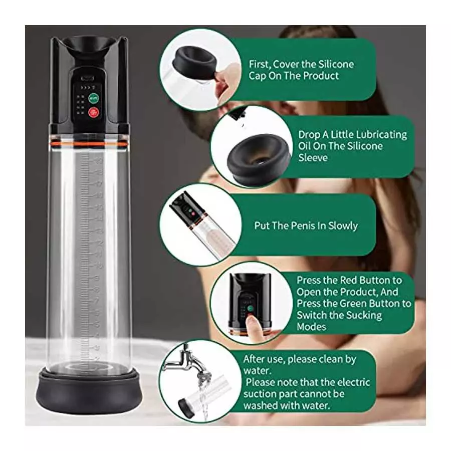 Electric Penis Vacuum Pump with 4 Suction Modes , XINBALE Rechargeable Automatic High-Vacuum Penis Pump, Penis Air Pressure Devi
