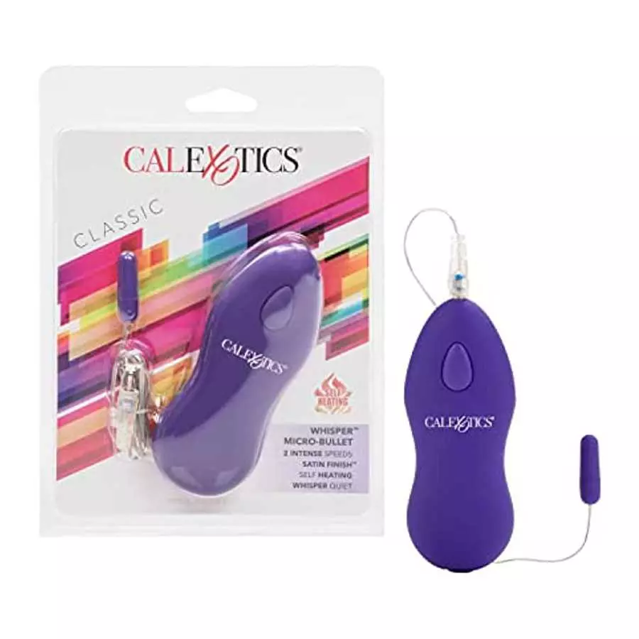 CalExotics Whisper Micro Bullet – Self Heating Wired Pocket Bullet Vibrator - Remote Control Sex Toys for Couples - Adult Egg Ma