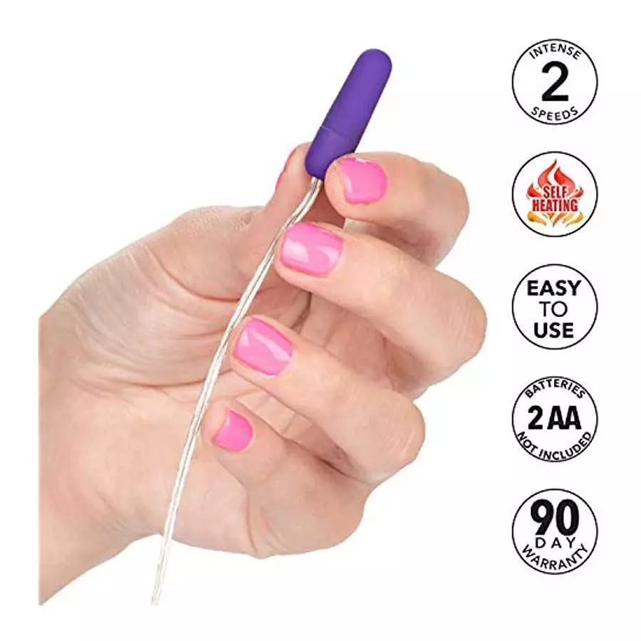 CalExotics Whisper Micro Bullet – Self Heating Wired Pocket Bullet Vibrator - Remote Control Sex Toys for Couples - Adult Egg Ma