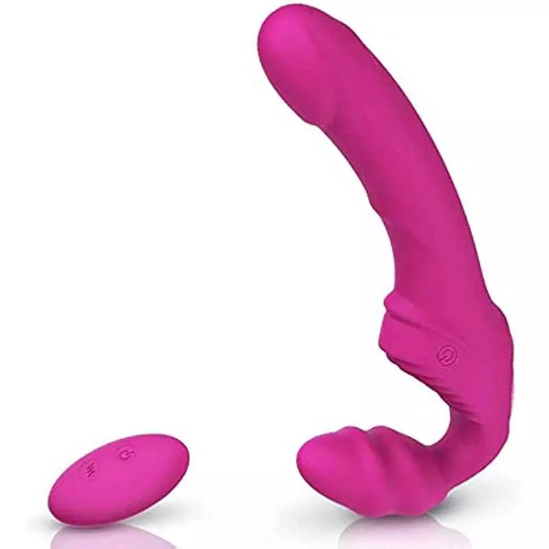 Strapless Strap-On G-Spot Dildo Vibrator for Women, Anti-Slip Remote Control Double-Ended Realistic Vibrating Butt Plug with 9 M Strapless Strap-On G-Spot Dildo Vibrator for Women, Anti-Slip Remote Control Double-Ended Realistic Vibrating Butt Plug with 9 M