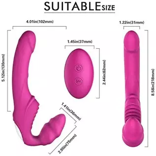 Strapless Strap-On G-Spot Dildo Vibrator for Women, Anti-Slip Remote Control Double-Ended Realistic Vibrating Butt Plug with 9 M Strapless Strap-On G-Spot Dildo Vibrator for Women, Anti-Slip Remote Control Double-Ended Realistic Vibrating Butt Plug with 9 M