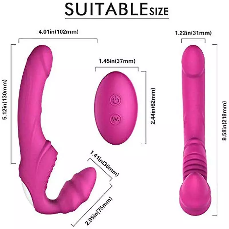 Strapless Strap-On G-Spot Dildo Vibrator for Women, Anti-Slip Remote Control Double-Ended Realistic Vibrating Butt Plug with 9 M