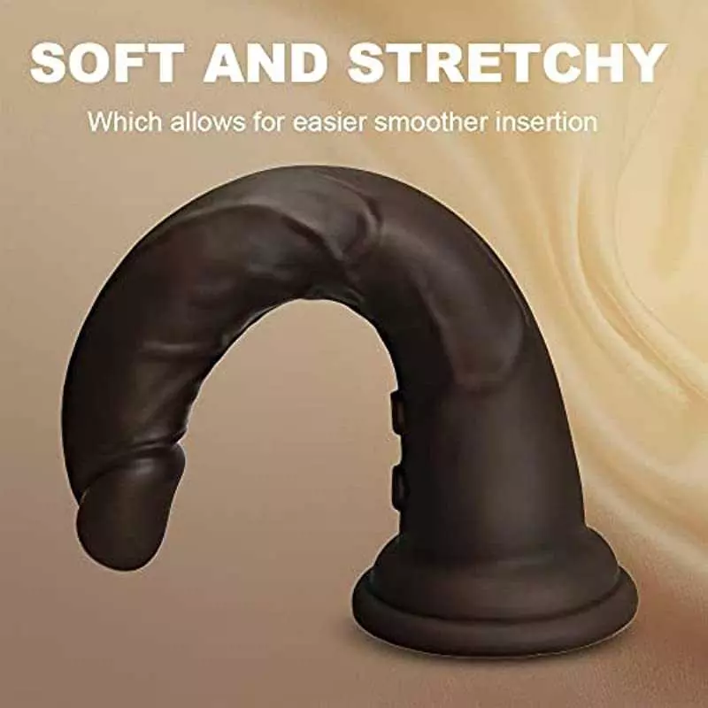 G Spot Vibrator Realistic Dildo Waterproof 8.2 Inch Silicone Black Sex Toy for Her, 7 Vibrating Modes Soft Discreet Quiet Penis 