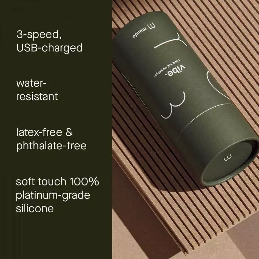 Maude Vibe in Grey - 3 Speed Easy-to-Use Cordless Massager - Platinum Grade Silicone Personal Massager - USB Charged Water Resis