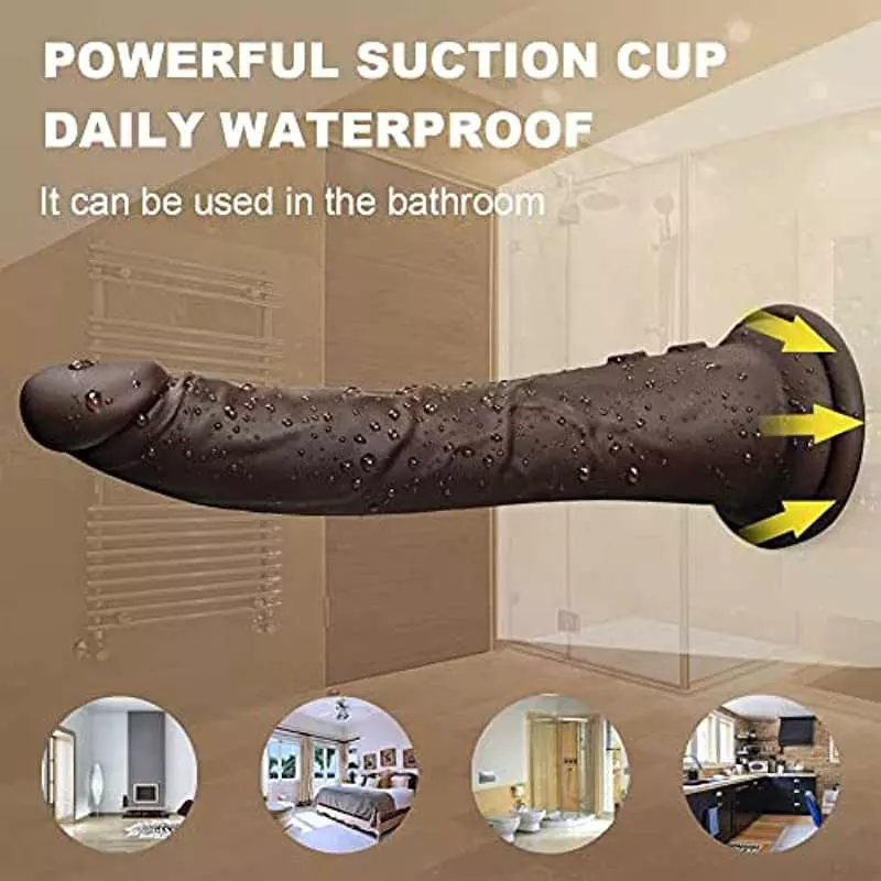 G Spot Vibrator Realistic Dildo Waterproof 8.2 Inch Silicone Black Sex Toy for Her, 7 Vibrating Modes Soft Discreet Quiet Penis 