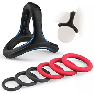 Silicone Penis Rings Set with 7 Different Sizes Cock Rings for Erection Enhancing, Long Lasting Stronger Men Sex Toy, Strechy Ad