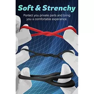 Silicone Penis Rings Set with 7 Different Sizes Cock Rings for Erection Enhancing, Long Lasting Stronger Men Sex Toy, Strechy Ad