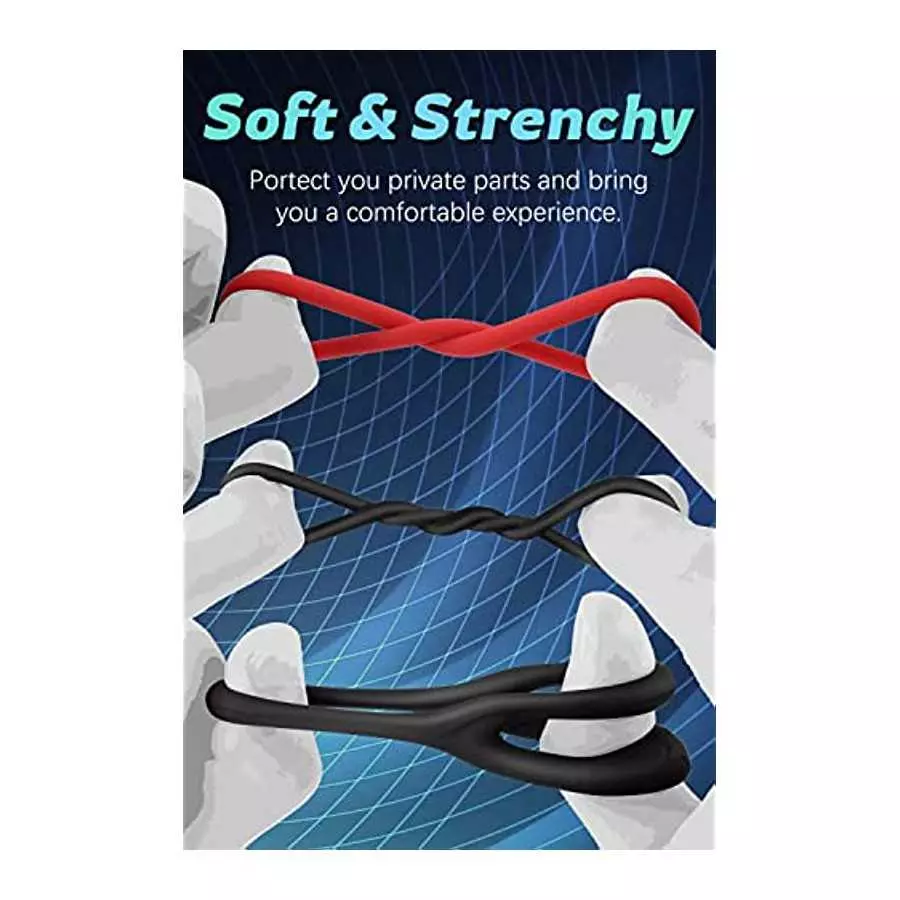 Silicone Penis Rings Set with 7 Different Sizes Cock Rings for Erection Enhancing, Long Lasting Stronger Men Sex Toy, Strechy Ad