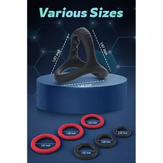 Silicone Penis Rings Set with 7 Different Sizes Cock Rings for Erection Enhancing, Long Lasting Stronger Men Sex Toy, Strechy Ad