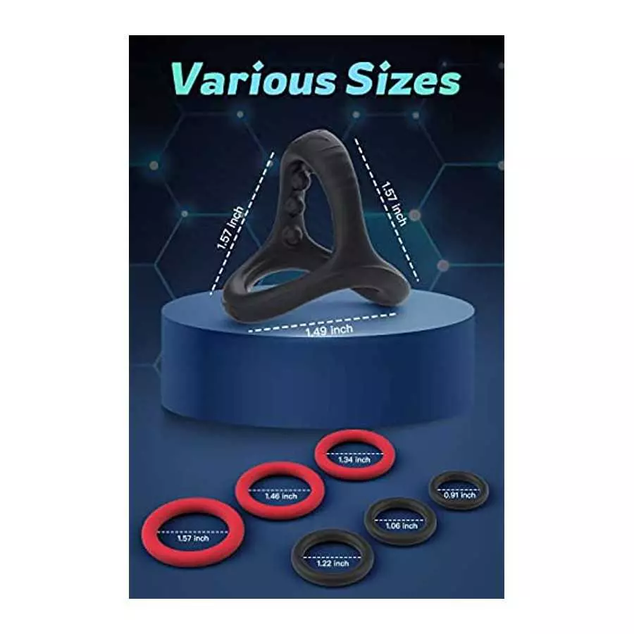 Silicone Penis Rings Set with 7 Different Sizes Cock Rings for Erection Enhancing, Long Lasting Stronger Men Sex Toy, Strechy Ad