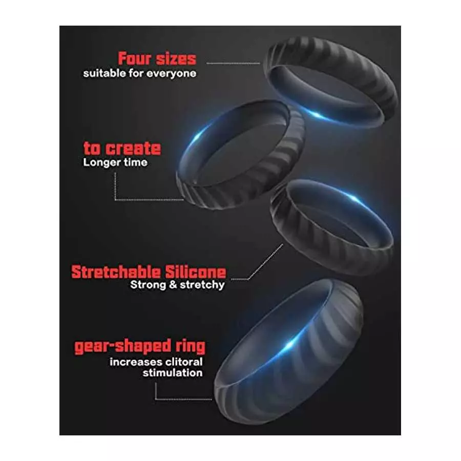 Silicone Penis Rings kit, Dovelo 4 Different Sizes Cock Rings for Men Sex Toy, Adult Sex Toys & Games