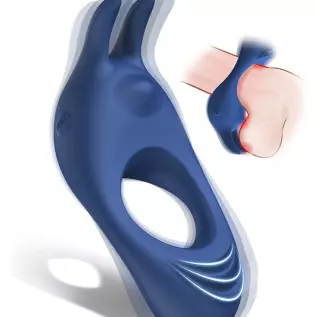 Vibrating Cock Ring with Rabbit Design, Rechargeable Penis Ring Vibrator with 9 Vibration Modes, TIVINO Silicone Male Sex Toy fo