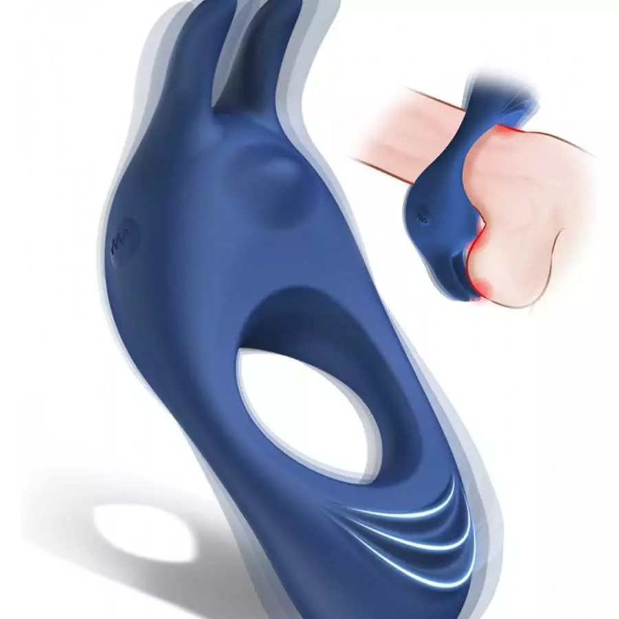 Vibrating Cock Ring with Rabbit Design, Rechargeable Penis Ring Vibrator with 9 Vibration Modes, TIVINO Silicone Male Sex Toy fo Vibrating Cock Ring with Rabbit Design, Rechargeable Penis Ring Vibrator with 9 Vibration Modes, TIVINO Silicone Male Sex Toy fo