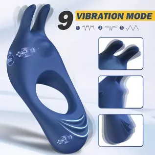 Vibrating Cock Ring with Rabbit Design, Rechargeable Penis Ring Vibrator with 9 Vibration Modes, TIVINO Silicone Male Sex Toy fo
