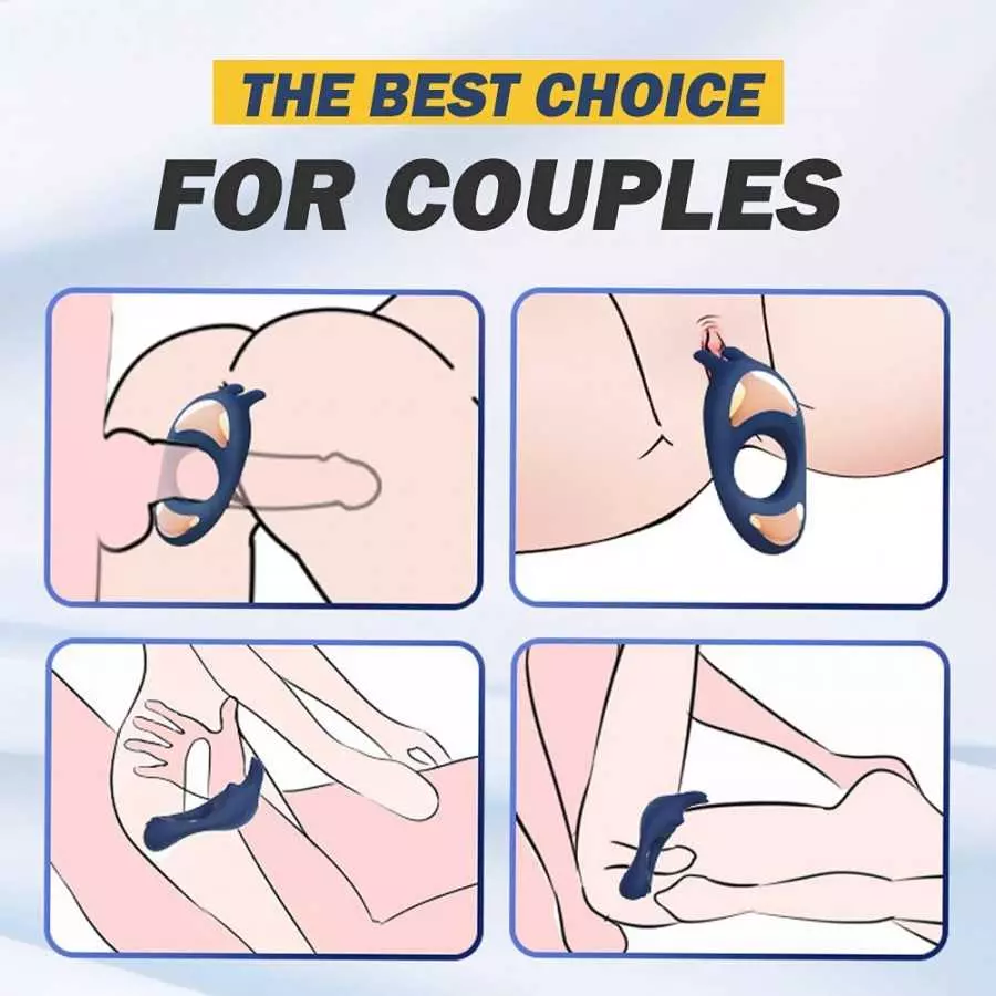 Vibrating Cock Ring with Rabbit Design, Rechargeable Penis Ring Vibrator with 9 Vibration Modes, TIVINO Silicone Male Sex Toy fo