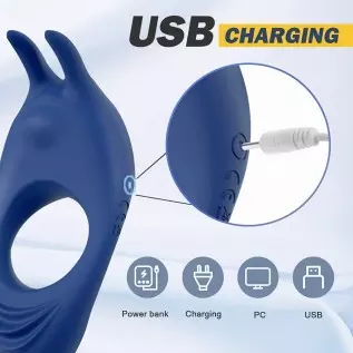 Vibrating Cock Ring with Rabbit Design, Rechargeable Penis Ring Vibrator with 9 Vibration Modes, TIVINO Silicone Male Sex Toy fo