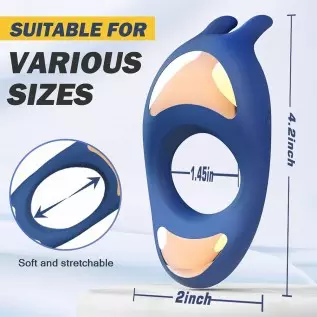 Vibrating Cock Ring with Rabbit Design, Rechargeable Penis Ring Vibrator with 9 Vibration Modes, TIVINO Silicone Male Sex Toy fo