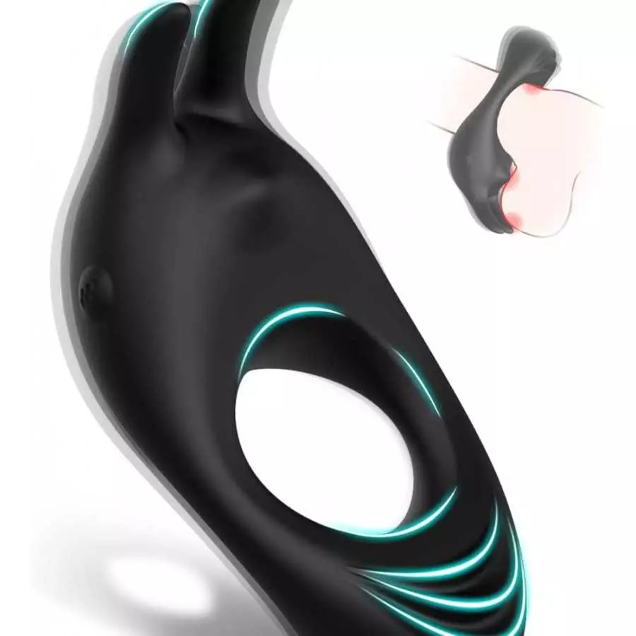 Vibrating Cock Ring with Rabbit Design, Rechargeable Penis Ring Vibrator with 9 Vibration Modes, TIVINO Silicone Male Sex Toy fo