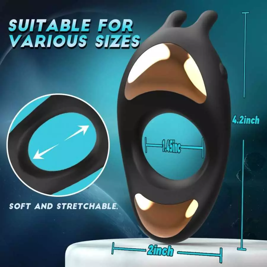 Vibrating Cock Ring with Rabbit Design, Rechargeable Penis Ring Vibrator with 9 Vibration Modes, TIVINO Silicone Male Sex Toy fo