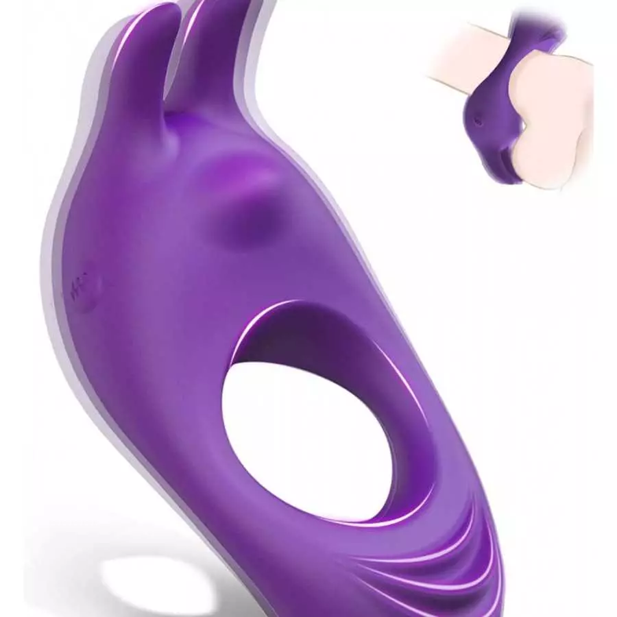 Vibrating Cock Ring with Rabbit Design, Rechargeable Penis Ring Vibrator with 9 Vibration Modes, TIVINO Silicone Male Sex Toy fo