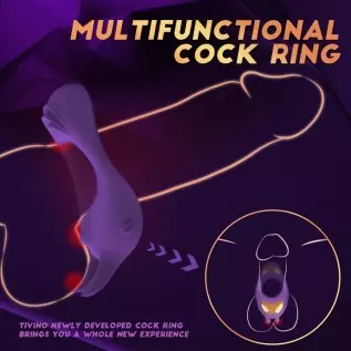Vibrating Cock Ring with Rabbit Design, Rechargeable Penis Ring Vibrator with 9 Vibration Modes, TIVINO Silicone Male Sex Toy fo