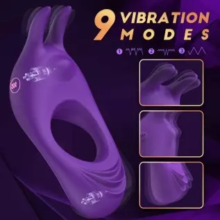 Vibrating Cock Ring with Rabbit Design, Rechargeable Penis Ring Vibrator with 9 Vibration Modes, TIVINO Silicone Male Sex Toy fo