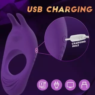 Vibrating Cock Ring with Rabbit Design, Rechargeable Penis Ring Vibrator with 9 Vibration Modes, TIVINO Silicone Male Sex Toy fo
