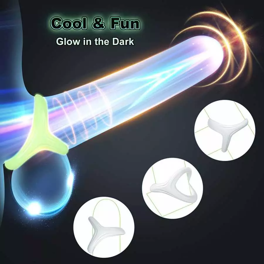 Silicone Penis Ring for Men, Adorime 3 in 1 Ultra Soft Stretchy Cock Ring Penis Enlargers, Sex Toy for Men, Black