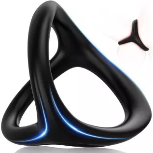 Silicone Penis Ring for Men, Adorime 3 in 1 Ultra Soft Stretchy Cock Ring Penis Enlargers, Sex Toy for Men, Black