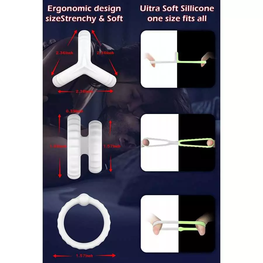 Silicone Penis Rings Set, Evyleen 6 Different Sizes Cock Rings for Erection Enhancing, Long Lasting Stronger Men Sex Toy, Strech