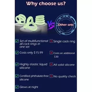 Silicone Penis Rings Set, Evyleen 6 Different Sizes Cock Rings for Erection Enhancing, Long Lasting Stronger Men Sex Toy, Strech