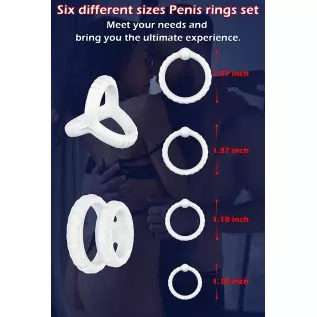 Silicone Penis Rings Set, Evyleen 6 Different Sizes Cock Rings for Erection Enhancing, Long Lasting Stronger Men Sex Toy, Strech