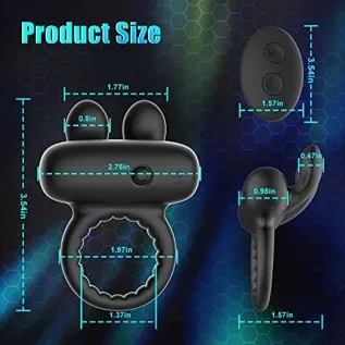 Vibrating Cock Ring with Bunny Ears, Silicone Penis Ring Couple Vibrator with 10 Vibration Modes for Clitoris & Testicles Stimul