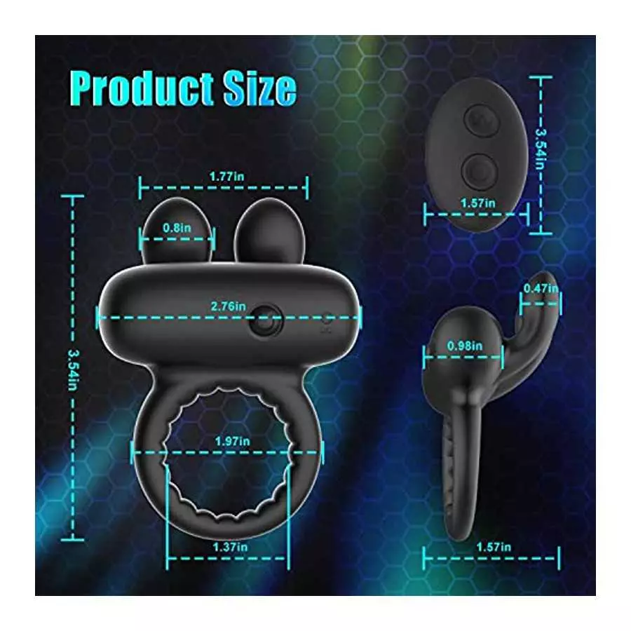 Vibrating Cock Ring with Bunny Ears, Silicone Penis Ring Couple Vibrator with 10 Vibration Modes for Clitoris & Testicles Stimul