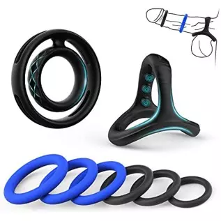 Penis Rings Set with 8 Different Size, Cock Rings for Erection Enhancing, Cook Rings for Men Erection Sex, Longer Lasting Strong