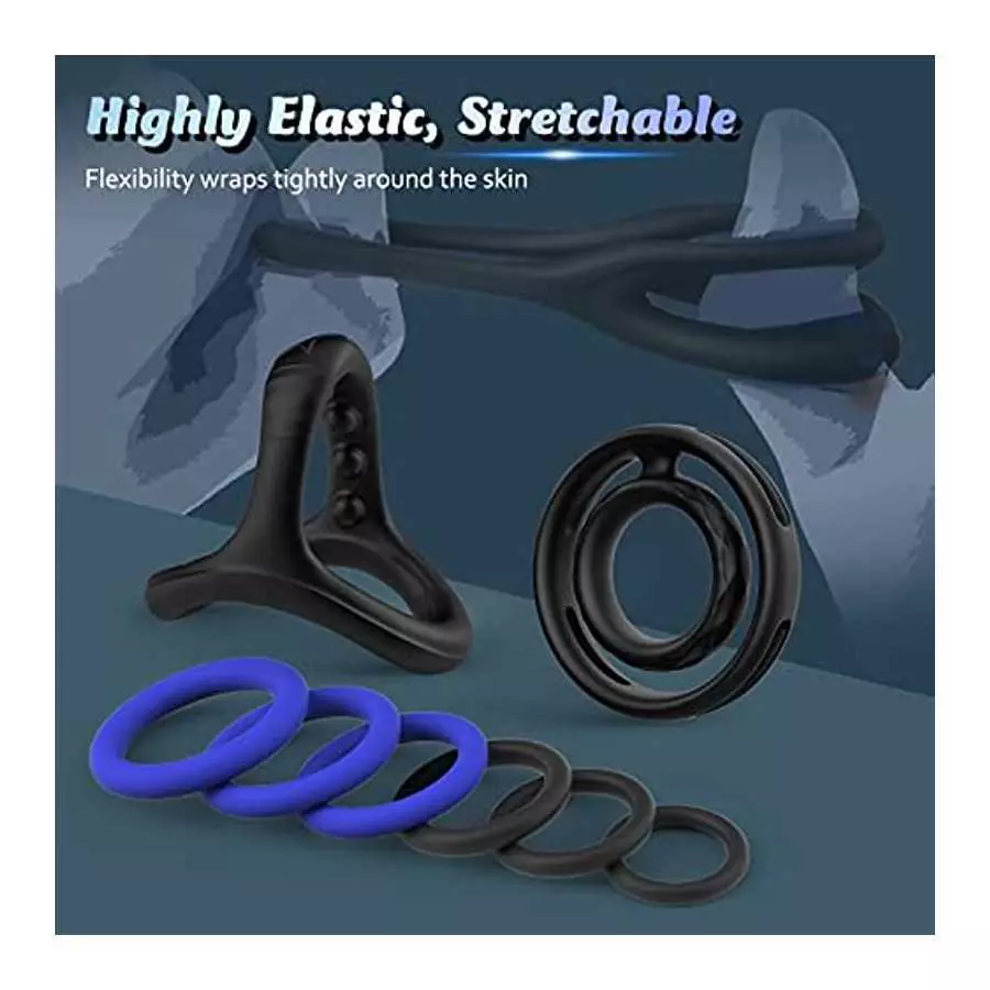 Penis Rings Set with 8 Different Size, Cock Rings for Erection Enhancing, Cook Rings for Men Erection Sex, Longer Lasting Strong